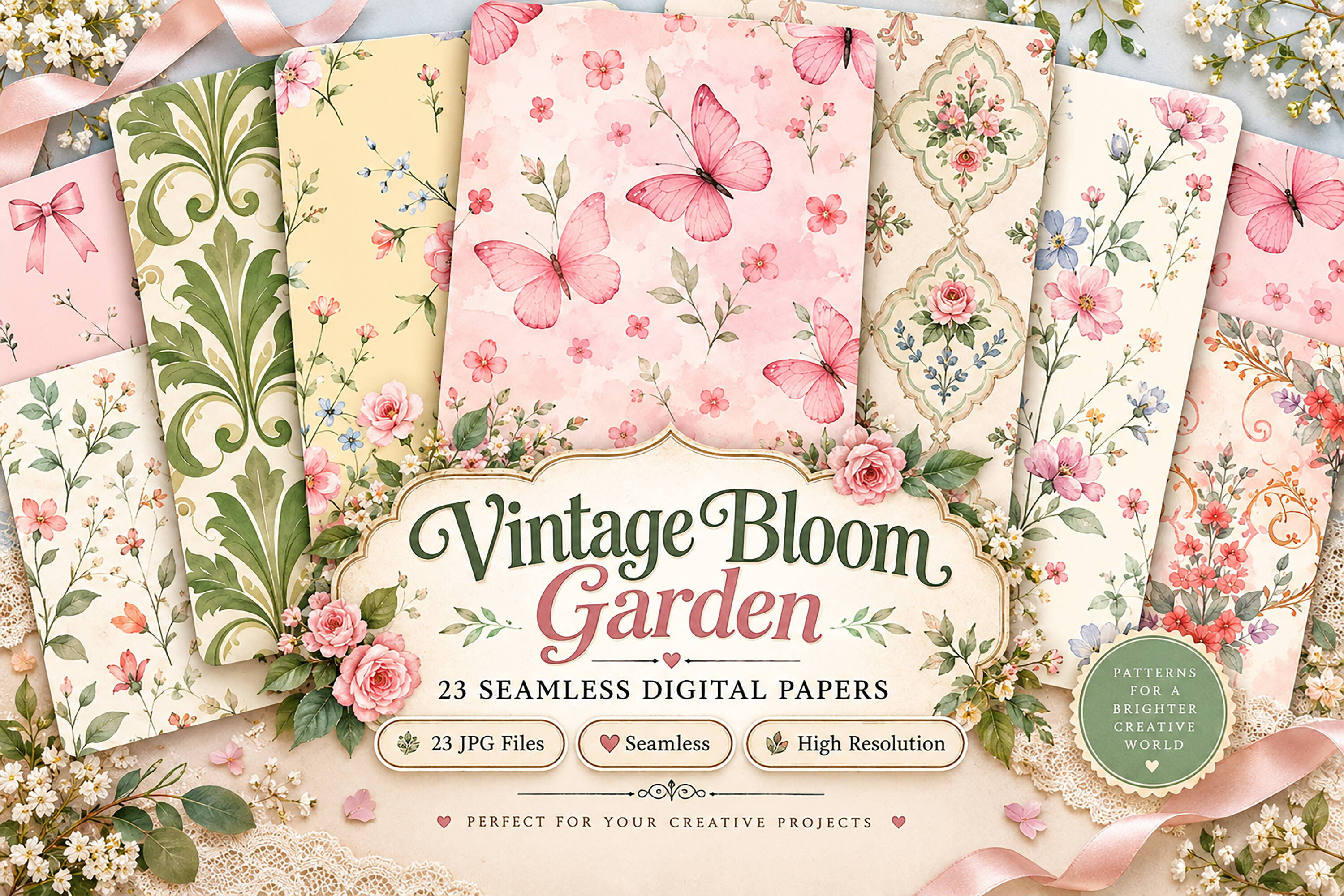 Vintage Bloom Garden Digital Seamless