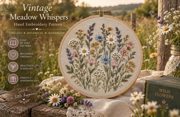 Vintage Meadow Whispers Hand Embroidery