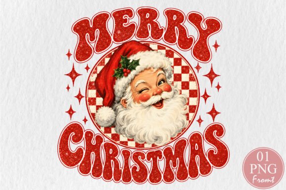 Vintage Merry Christmas Santa PNG