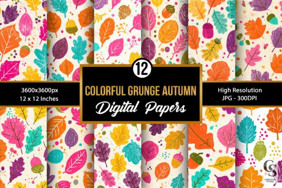 Vivid Grunge Autumn Seamless Pattern