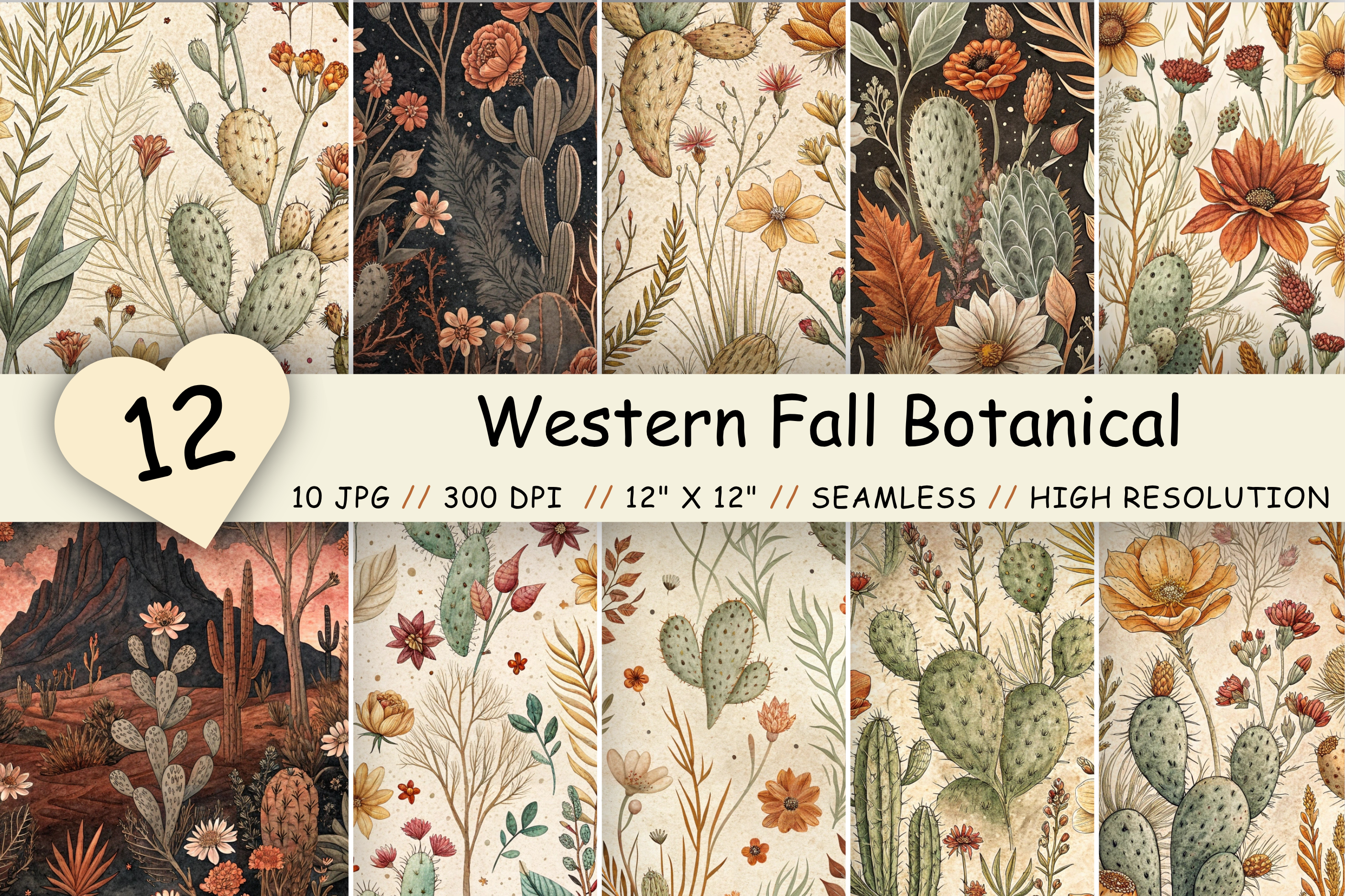 Western Fall Botanical Digital Paper