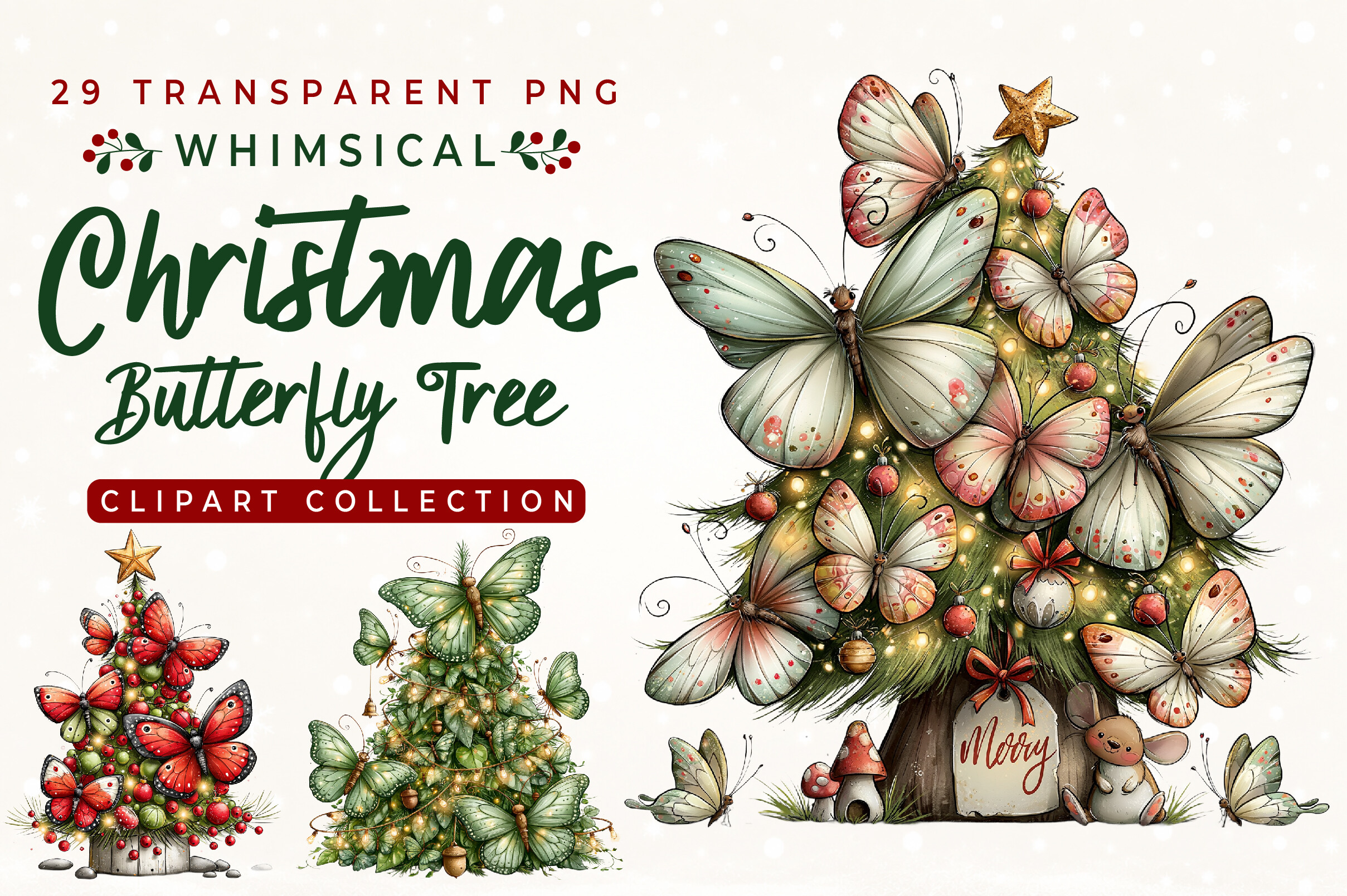 Whimsical Christmas Butterfly Tree