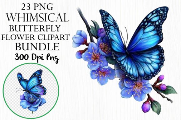 Whimsical Butterfly Flower Clipart
