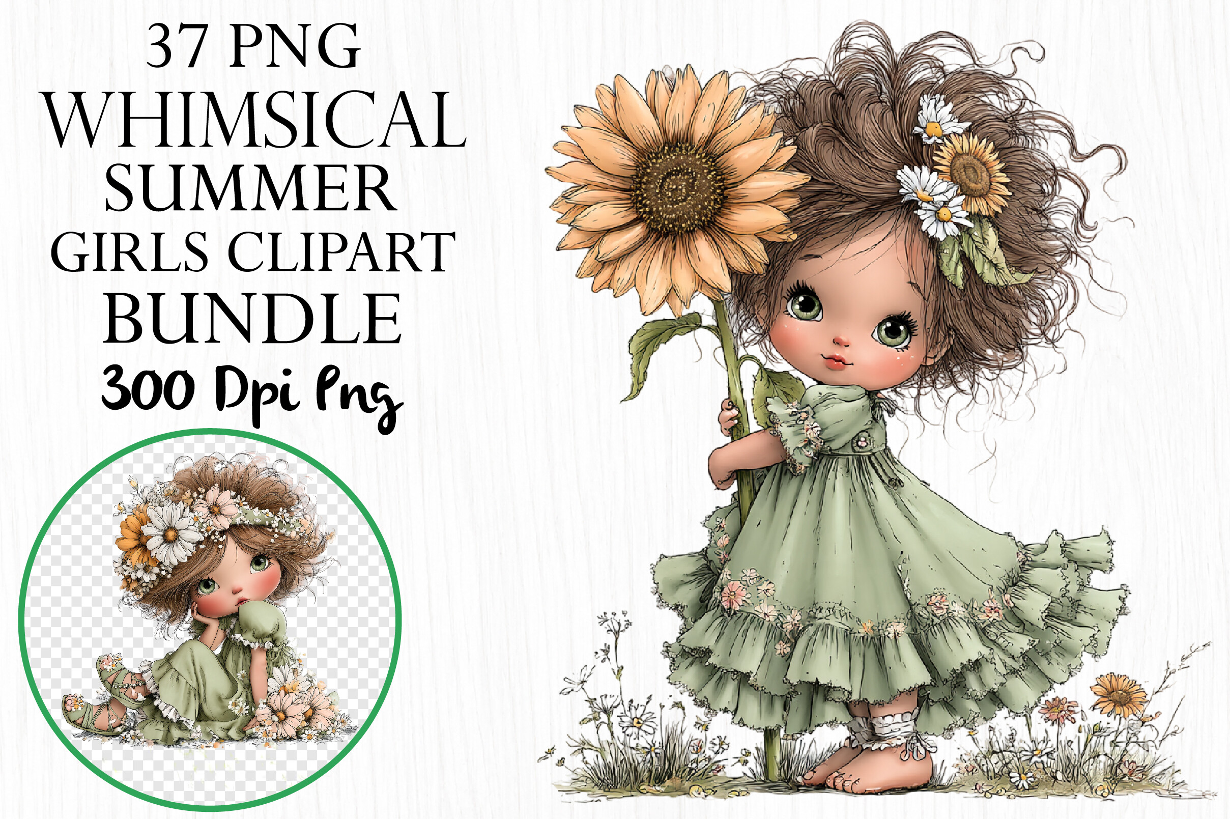 Whimsical Summer Girl Clipart