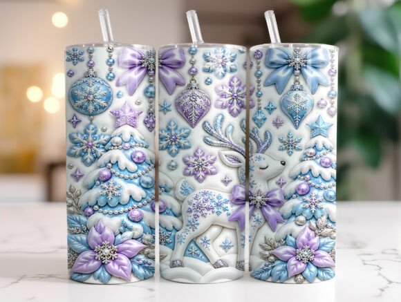Winter Christmas Reindeer Tumbler Wrap
