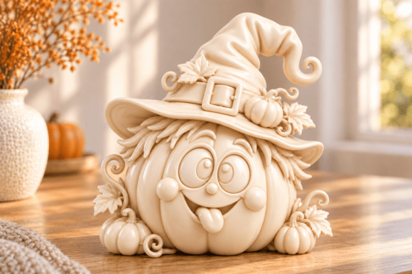 Witch Pumpkin STL | Whimsical 3D Printable Halloween Decor - Image 2