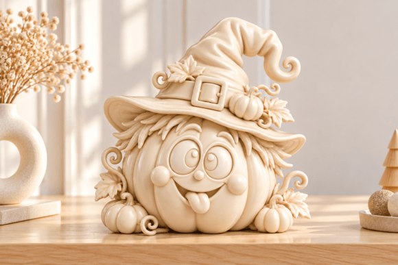 Witch Pumpkin STL | Whimsical 3D Printable Halloween Decor - Image 4
