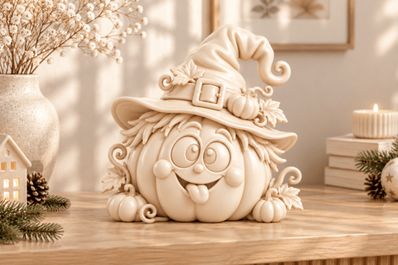 Witch Pumpkin STL | Whimsical 3D Printable Halloween Decor - Image 5