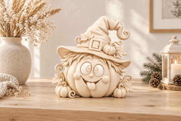 Witch Pumpkin STL | Whimsical 3D Printable Halloween Decor - Image 6