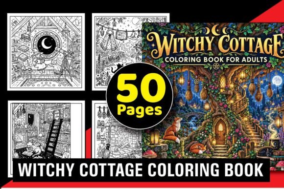 Witchy Cottage Coloring Book Bundle