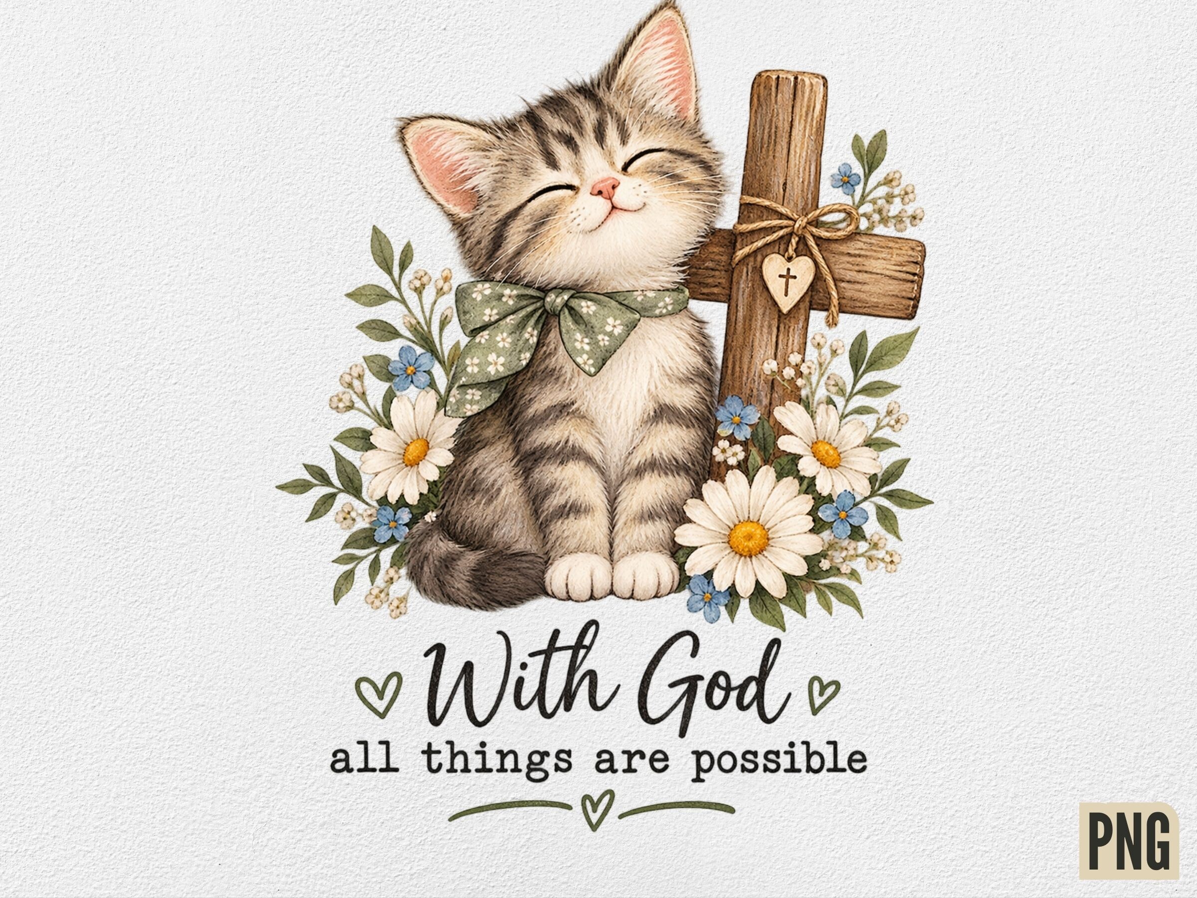 With God All Things Are Possible Cat PNG
