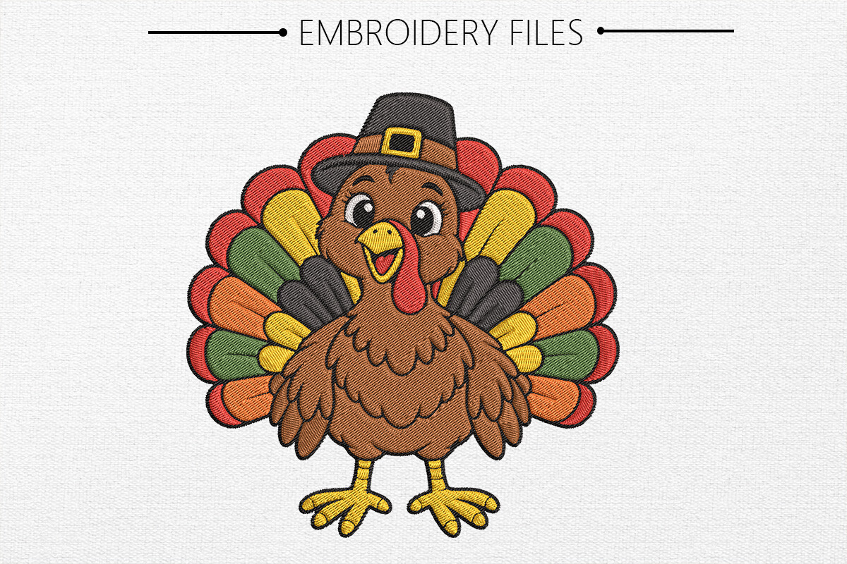 Cute Thanksgiving Turkey Embroidery