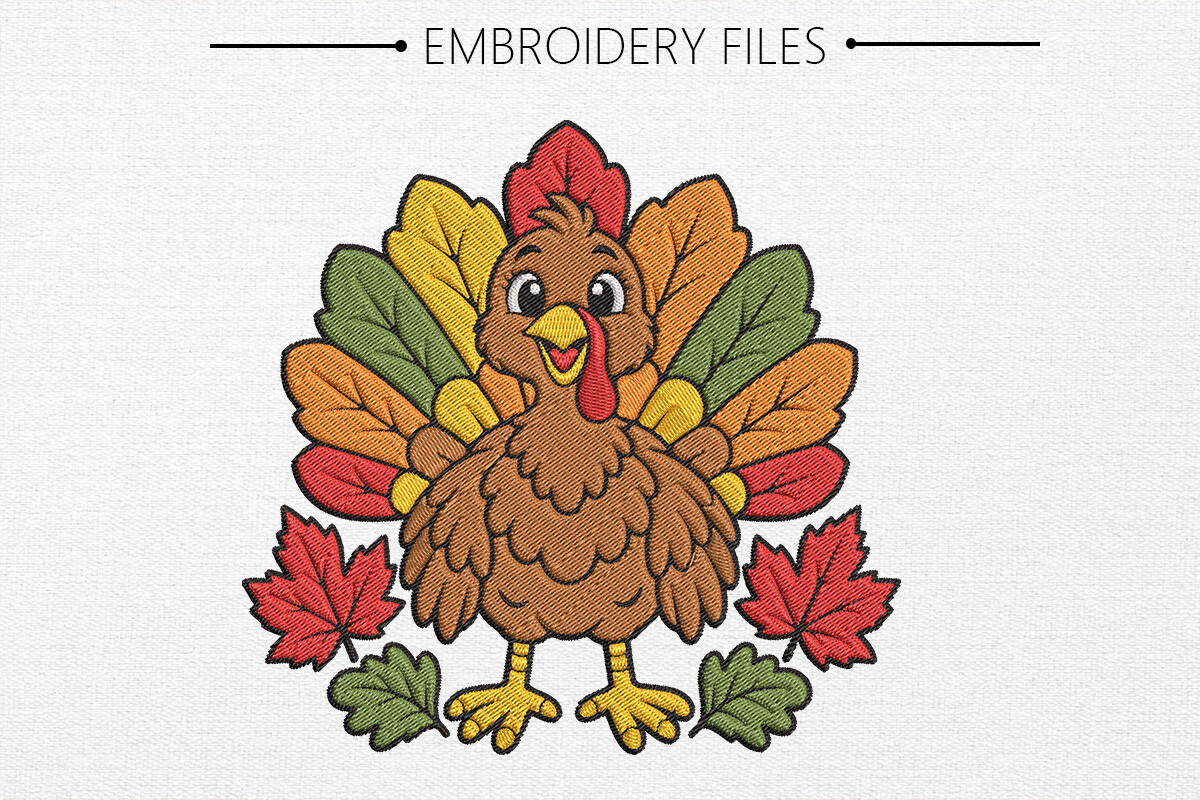 Cute Thanksgiving Turkey Embroidery
