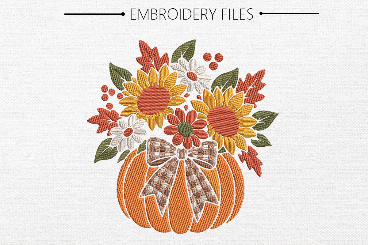 Pumpkin Embroidery Design Thanksgiving