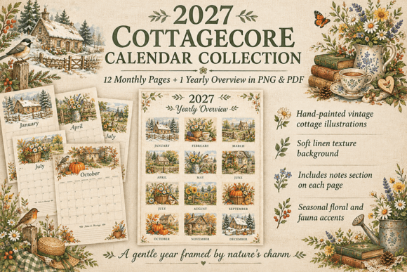 2027 Cottagecore Calendar Collection