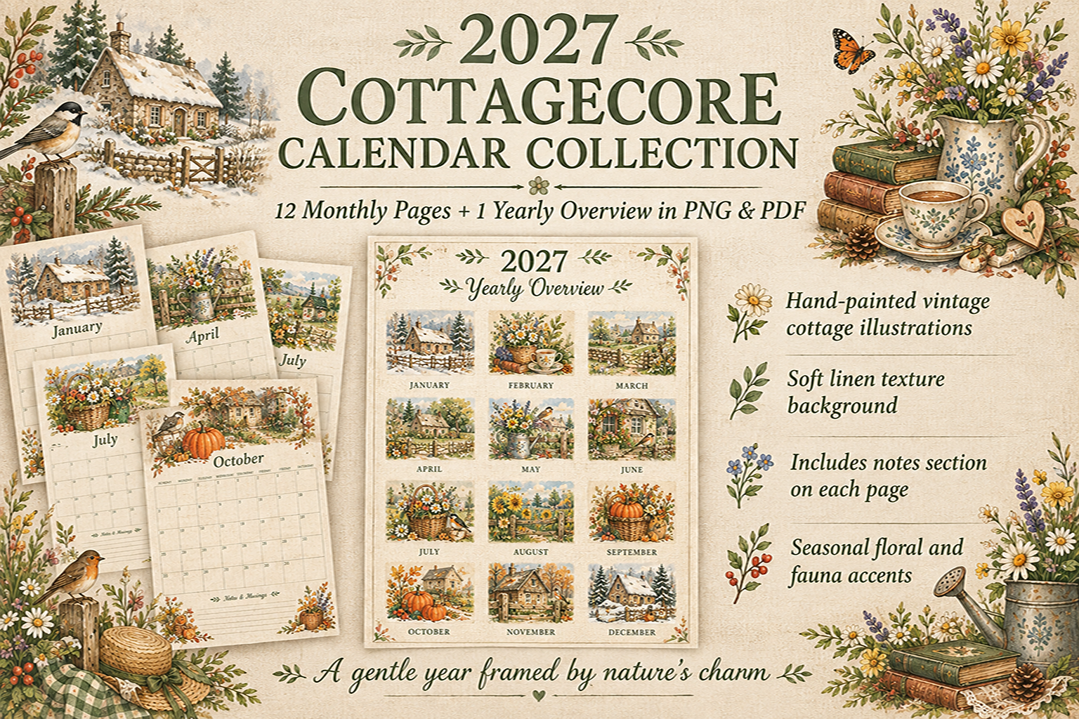 2027 Cottagecore Calendar Collection