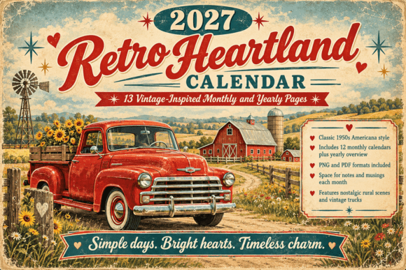 2027 Retro Heartland Americana Calendar
