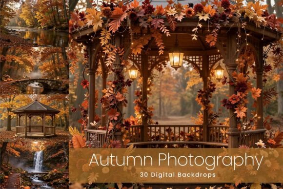 30 Autumn Photography Digital Backdrops