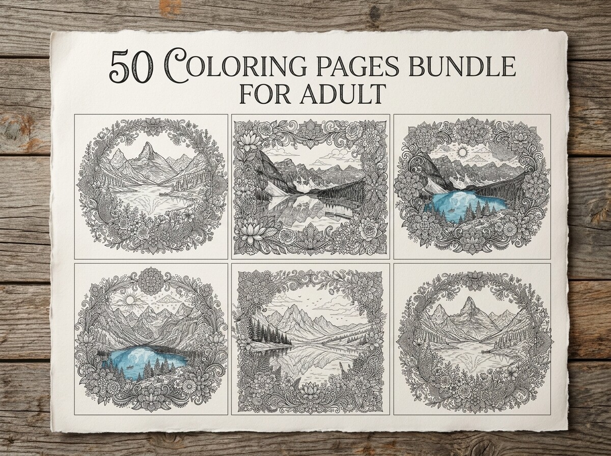 50 Mountain Landscape Coloring Pages
