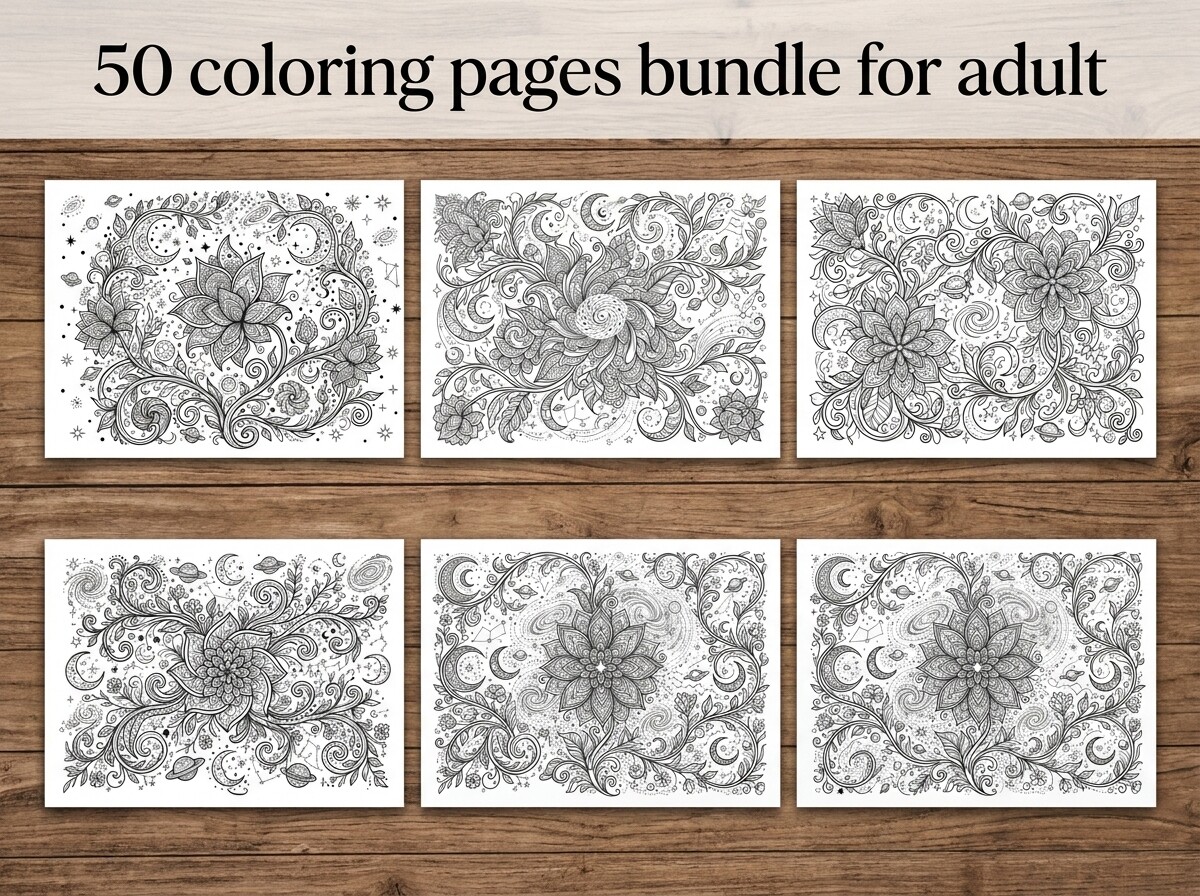 50 Mystical Galaxy Garden Coloring Pages