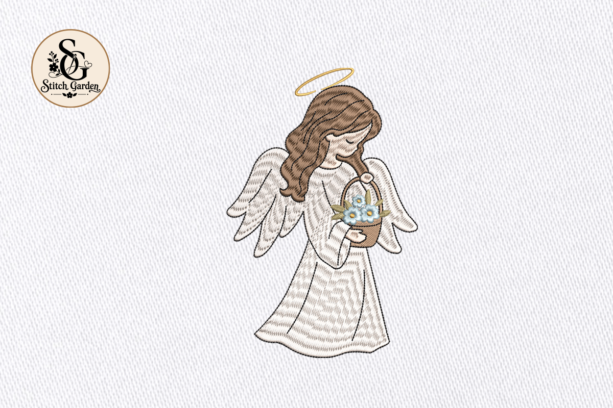 Angel Girl with Flowers Design