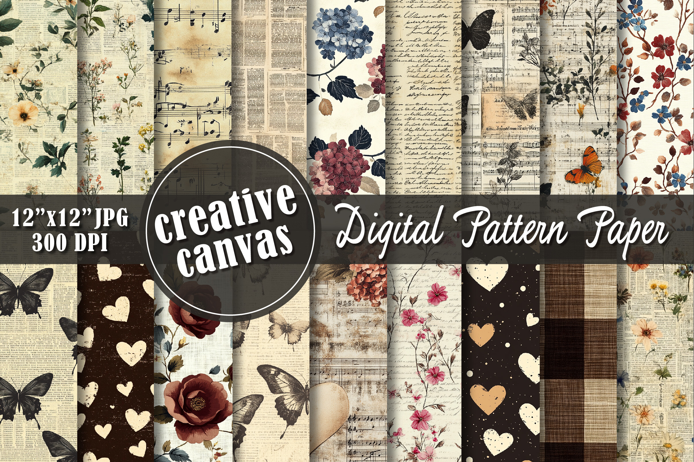 Antique Script and Butterfly Papers