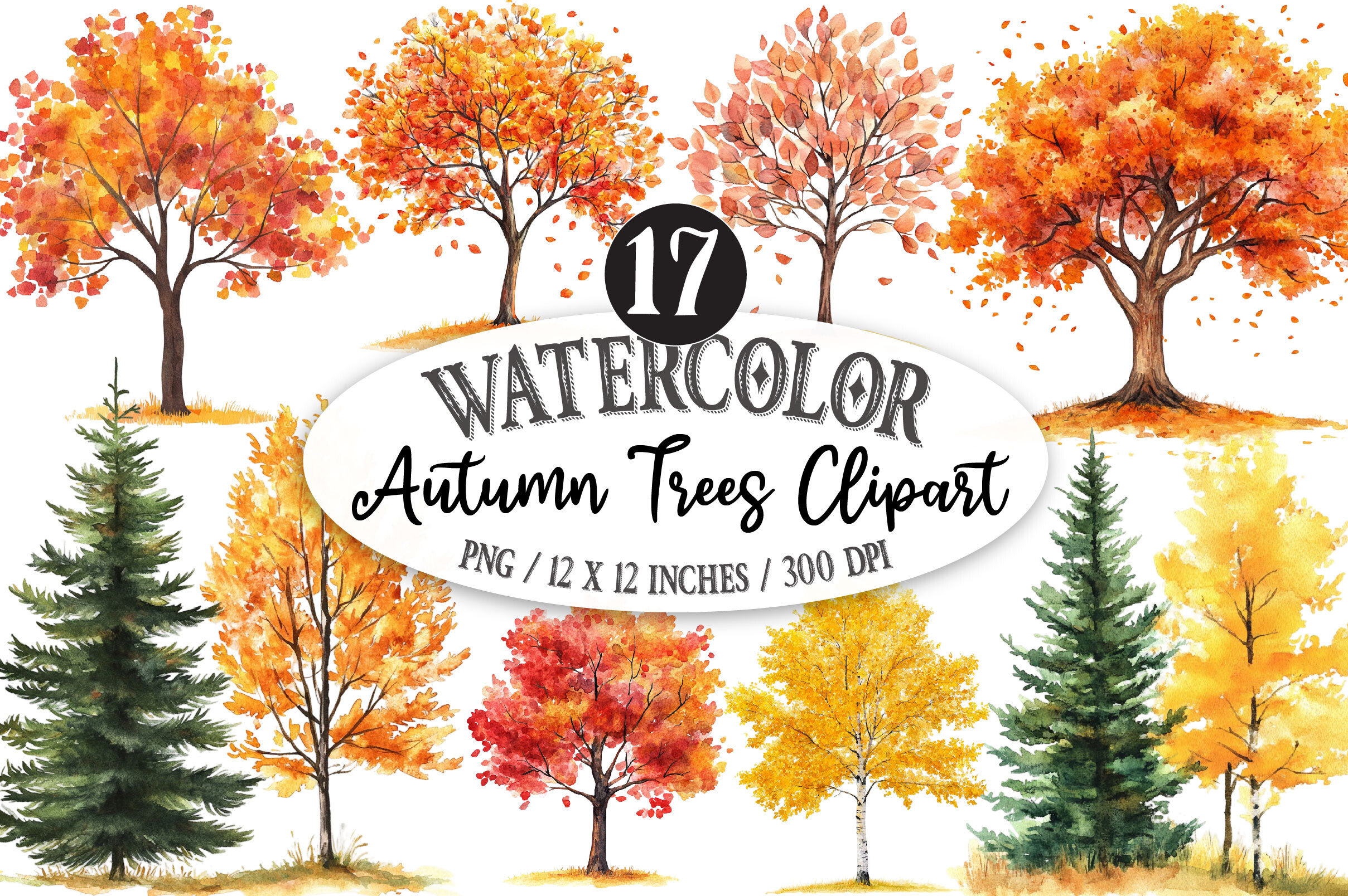 Autumn Trees Clipart PNG