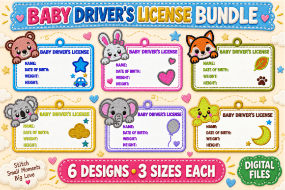 Baby Driver License Embroidery Bundle