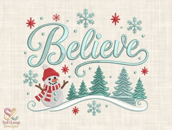 Believe Christmas Embroidery Design