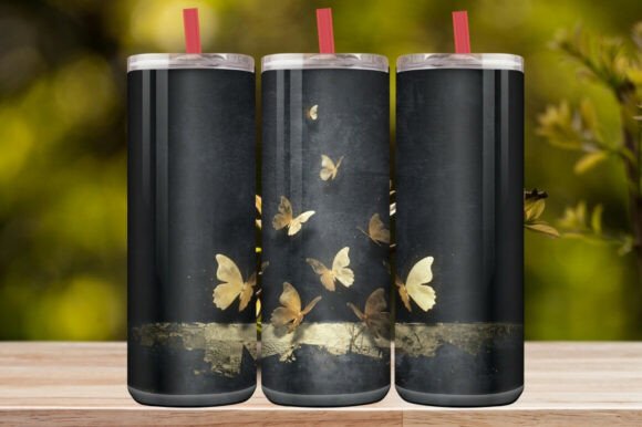 Black & Gold Butterfly Tumbler Wrap