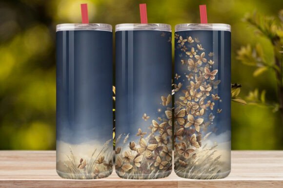 Black & Gold Butterfly Tumbler Wrap