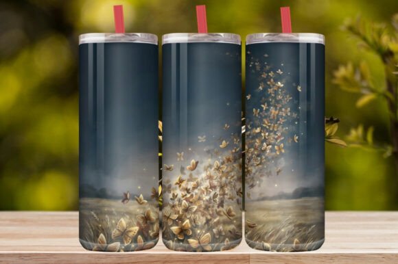 Black & Gold Butterfly Tumbler Wrap