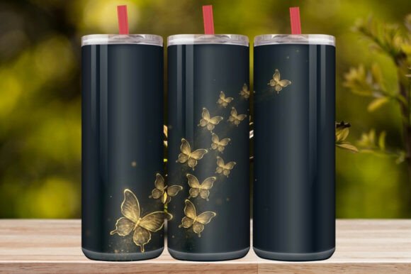 Black & Gold Butterfly Tumbler Wrap