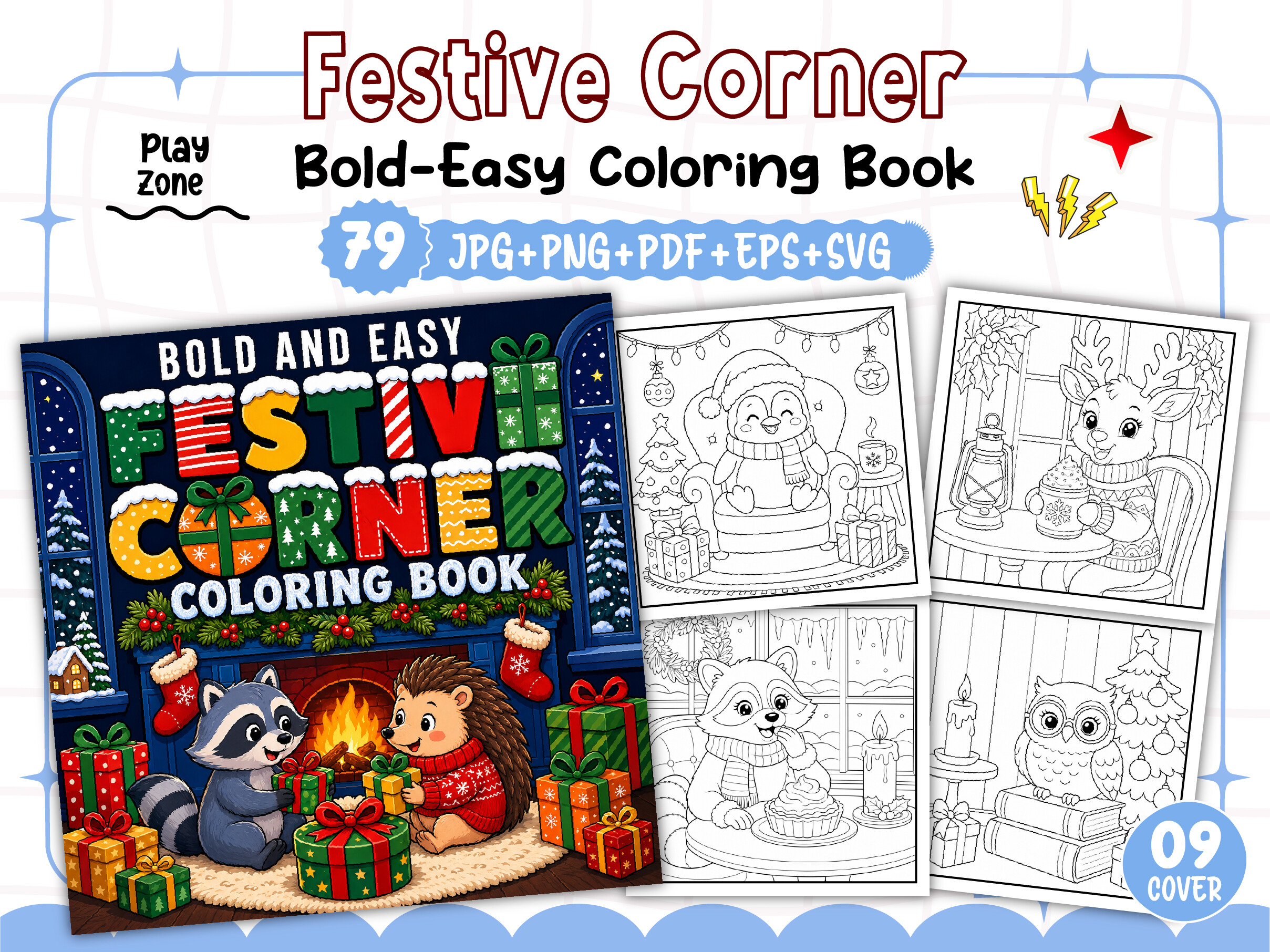 Bold Easy Festive Corner Coloring Pages