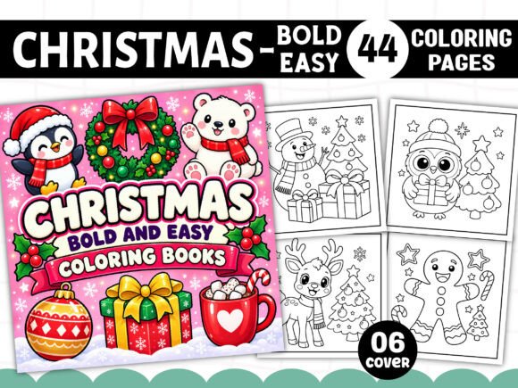 Bold and Easy Christmas Coloring Book