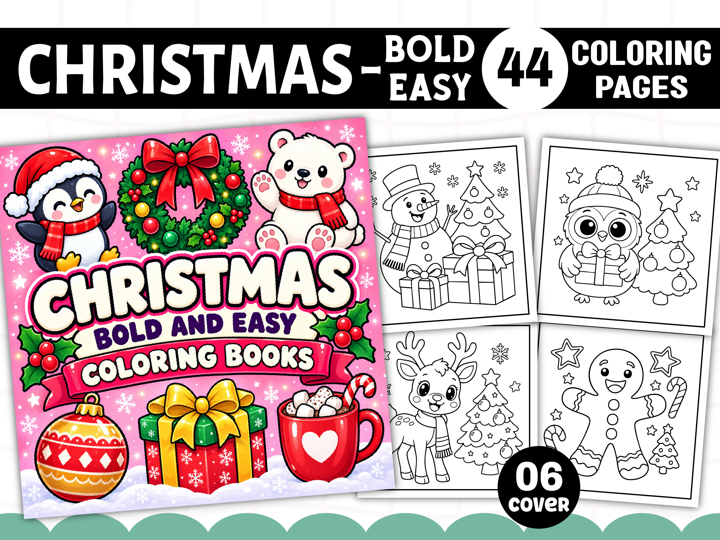 Bold and Easy Christmas Coloring Book