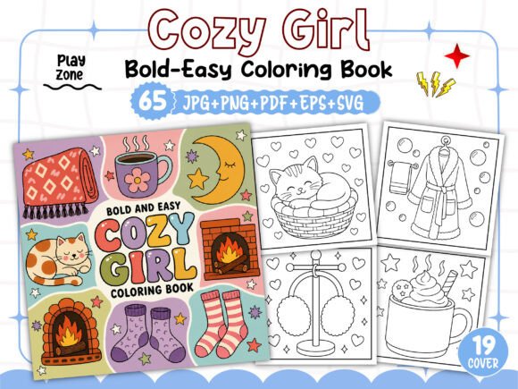 Bold and Easy Cozy Girl Coloring Book
