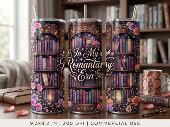 Bookish Love Floral Book Tumbler Design