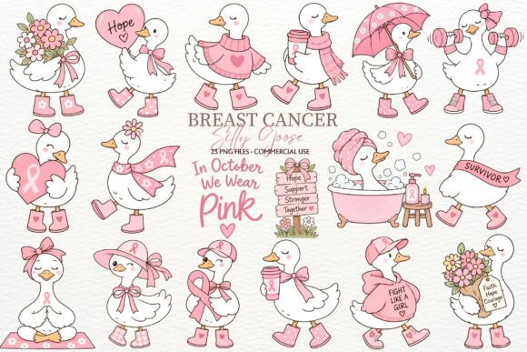 Breast Cancer Awareness Silly Goose PNG