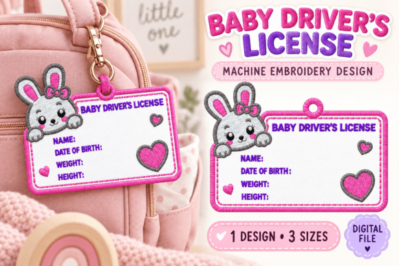 Bunny Baby Driver License Embroidery