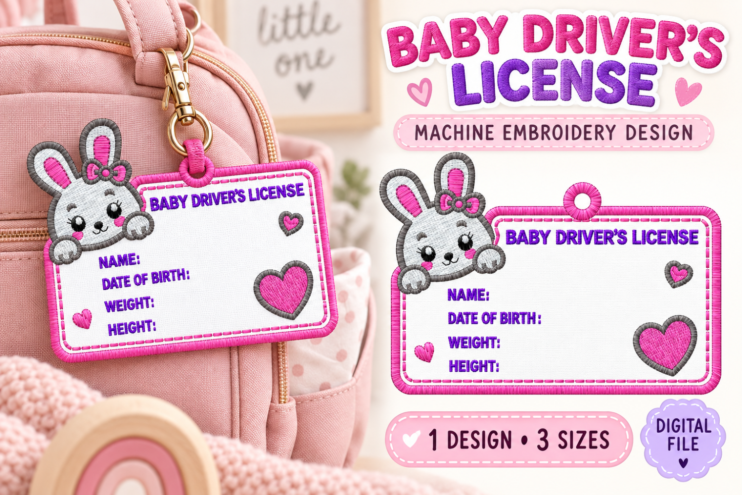 Bunny Baby Driver License Embroidery