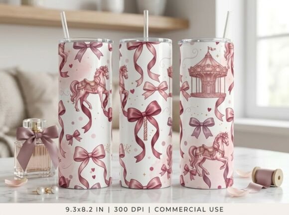 Carousel Girly Aesthetic Tumbler Design