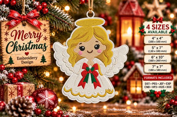 Christmas Angel Ornament Embroidery