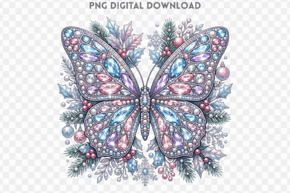 Christmas Butterfly Rhinestone PNG