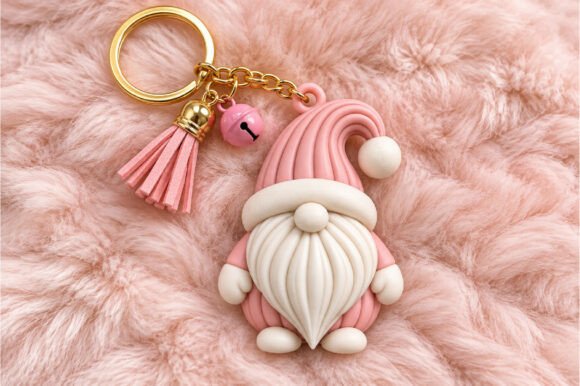Christmas Gnome Keychain 3D STL File – Pink Holiday Gnome for FDM & Multicolor Printing - Image 1