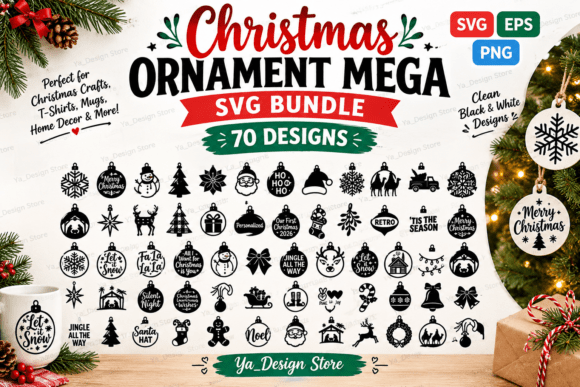 Christmas Ornament Mega SVG Bundle – 70