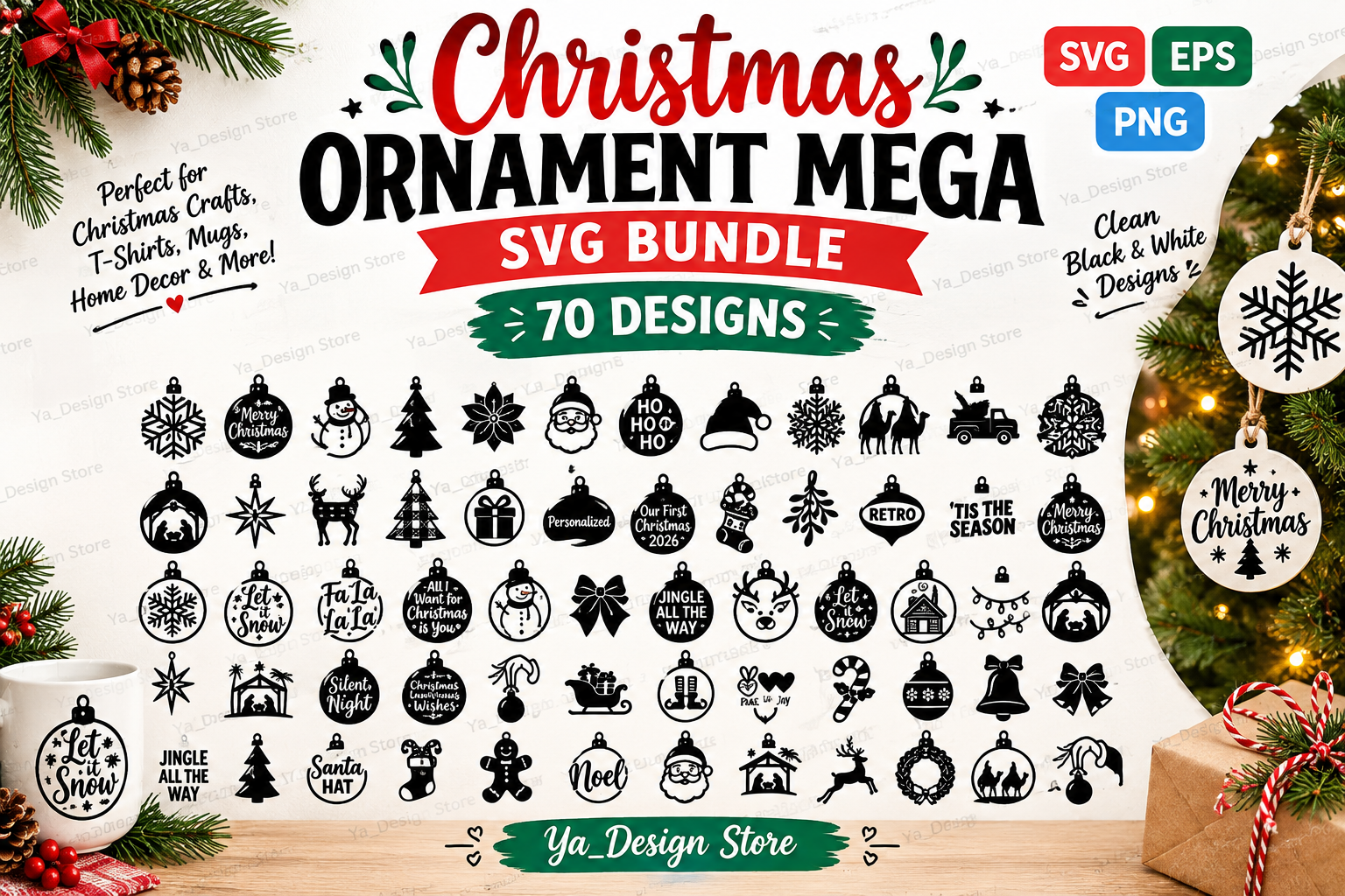 Christmas Ornament Mega SVG Bundle – 70