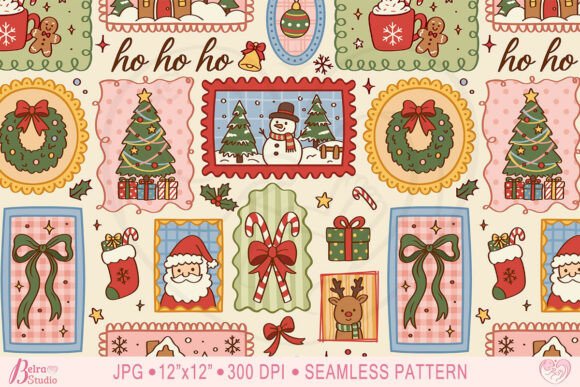 Christmas Pattern Frame Patchwork Stamp