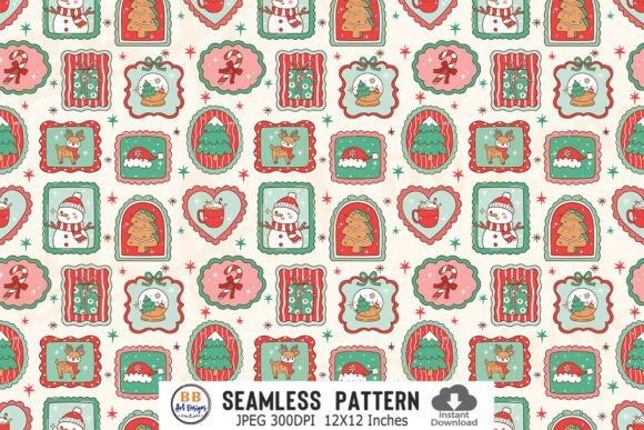 Christmas Pattern Stamp Frame Patchwork