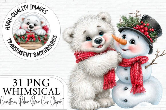 Christmas Polar Bear Cub Clipart